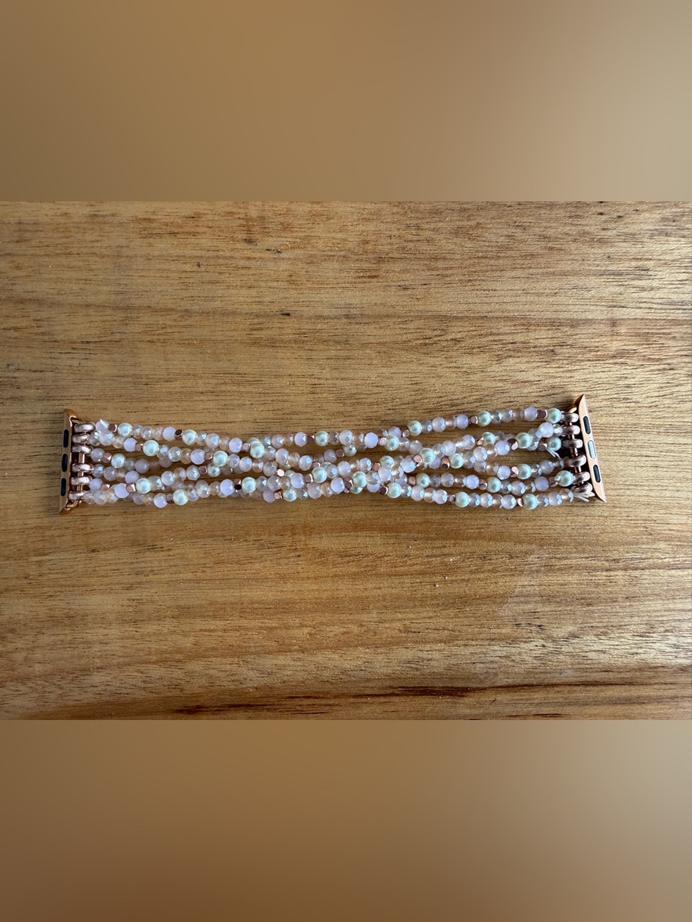 Multi-Strand Iridescent Pink Beaded Apple Watch band